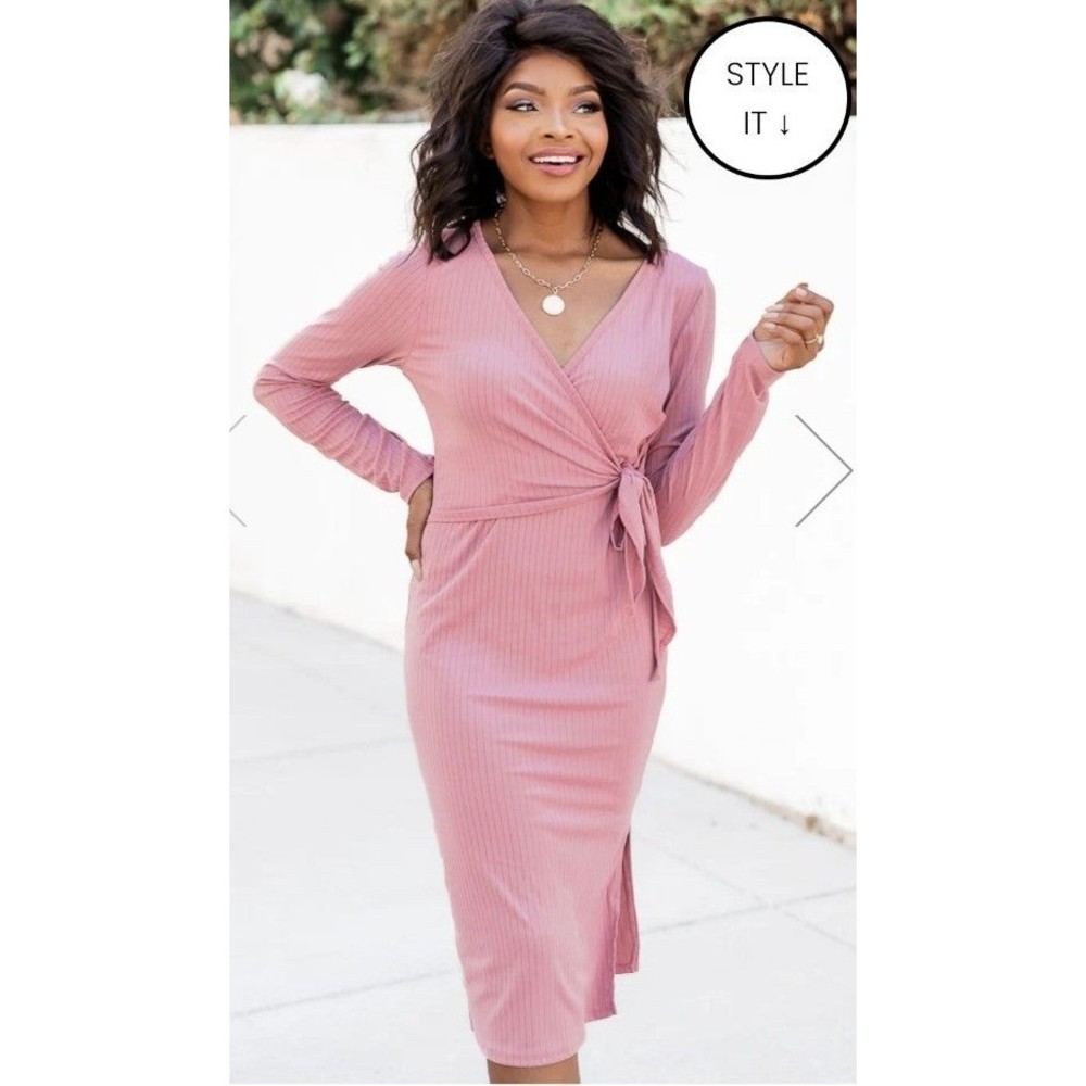 Elegant Pink Wrap Dress